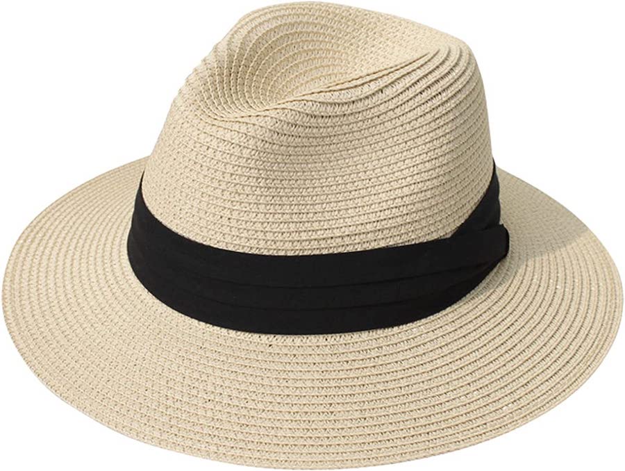 Women's wide brim panama hat.