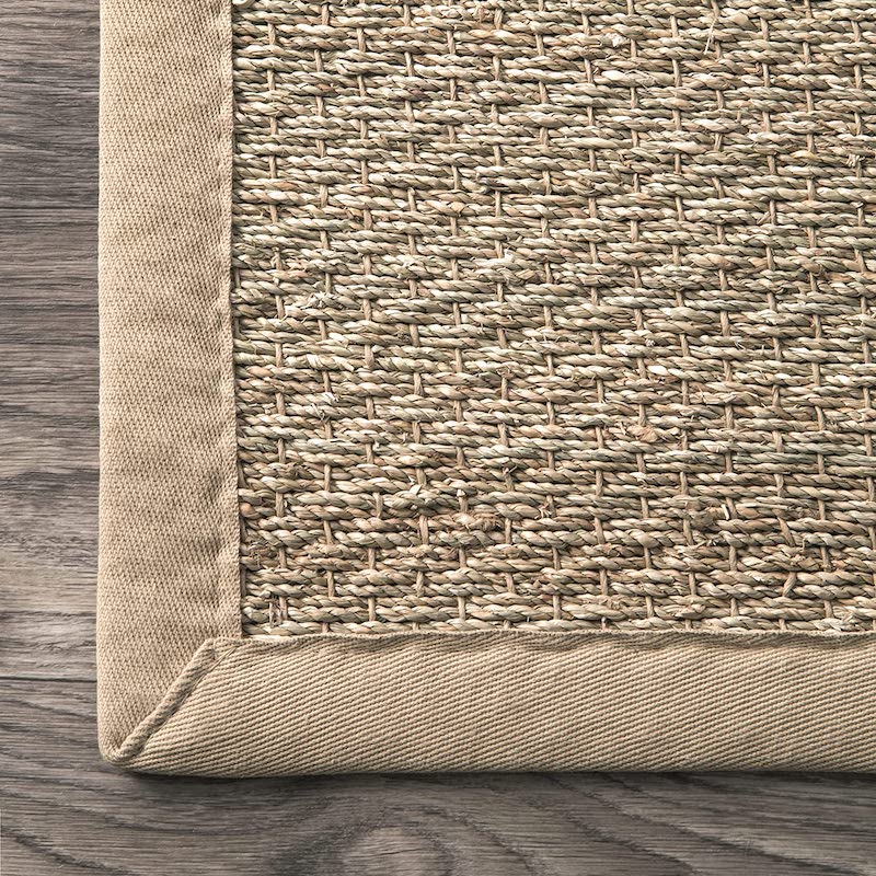 detail of seagrass woven area rug