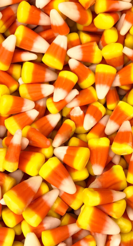 A pile of Halloween candy corn.