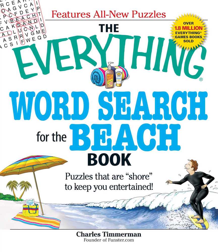 The cover of "The Everything Word Search for the Beach Book, puzzles that are 'shore' to keep you entertained."
