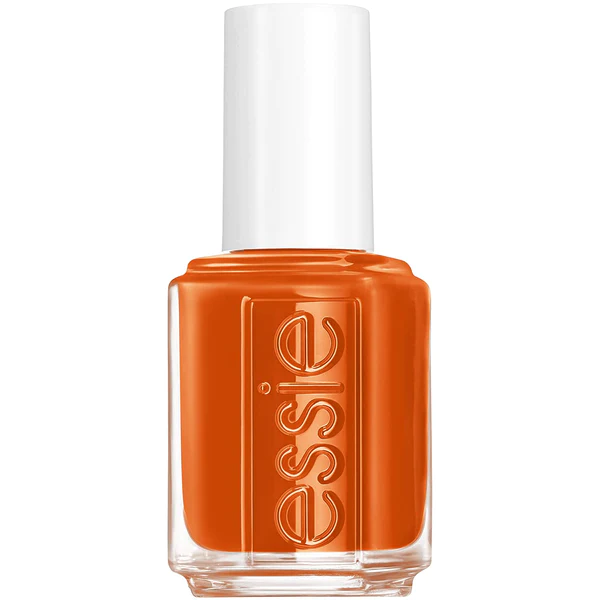 A bottle of Essie Let it Slide orange nail polish for fall.