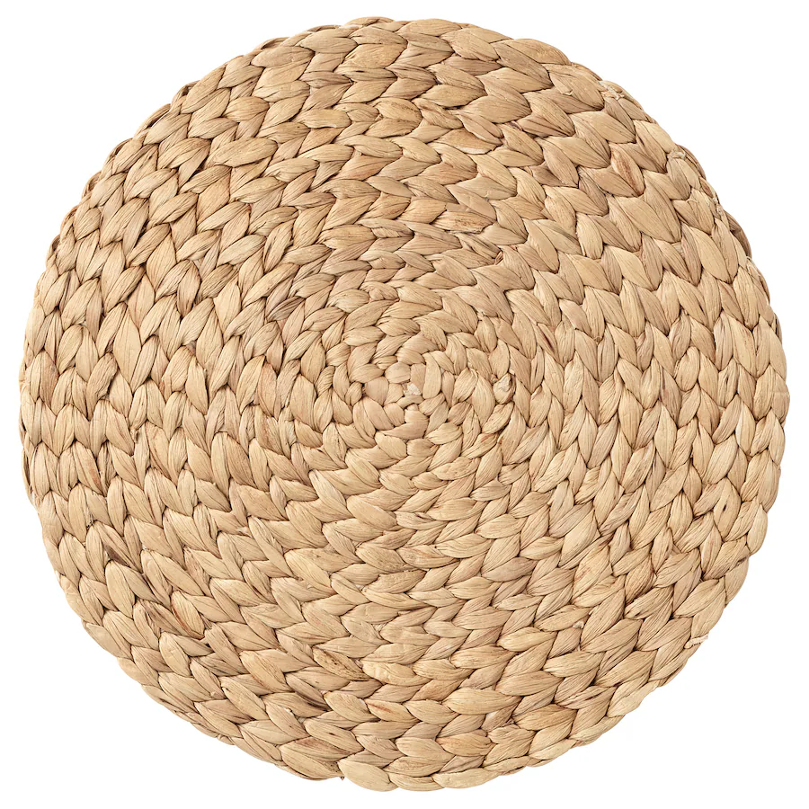 A woven round placemat.
