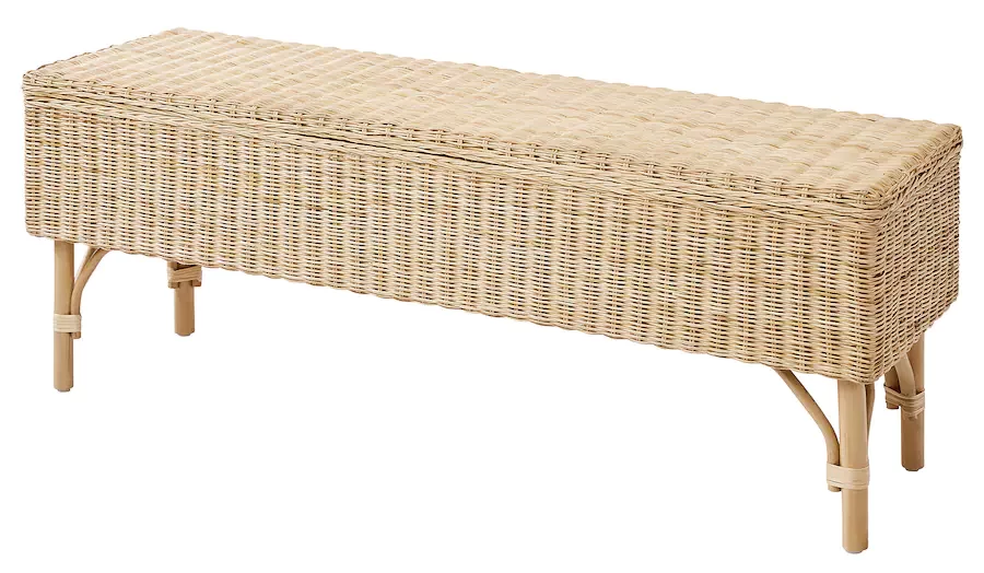 A woven storage bench (coastal home decor).