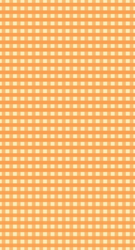 An orange and pale yellow gingham plaid patterned background.