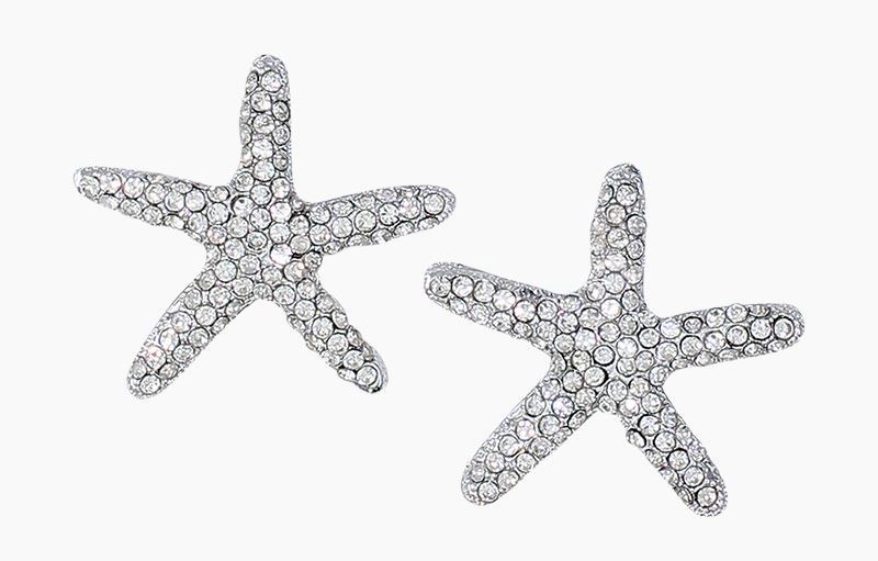 Silver starfish stud earrings.