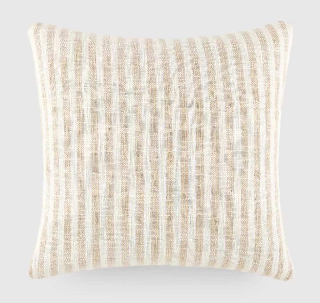 A natural and tan striped throw pillow.