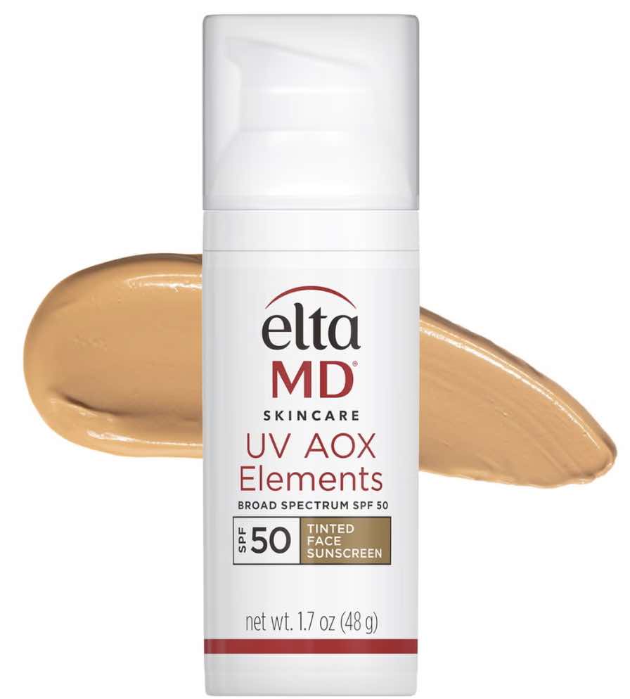 Bottle of Elta MD tinted physical sunscreen.