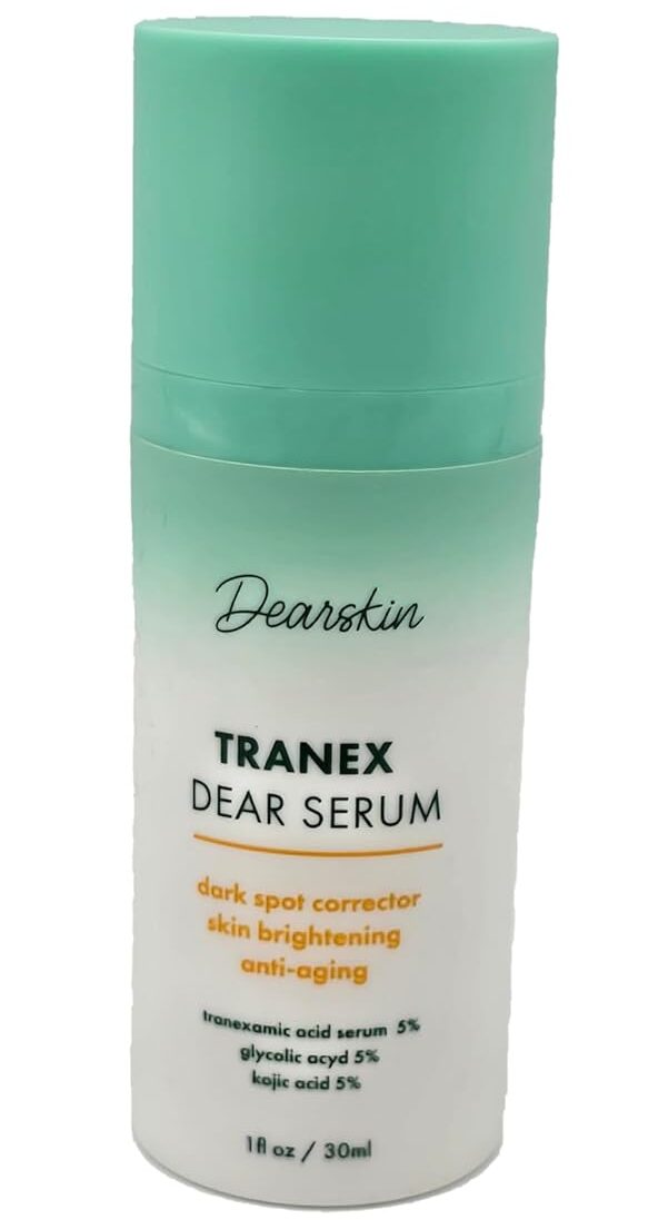 A bottle of Dearskin Tranex Dear Serum dark spot corrector.