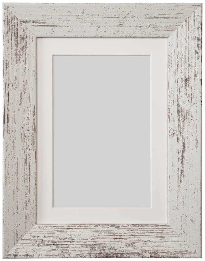 A white weathered picture frame.