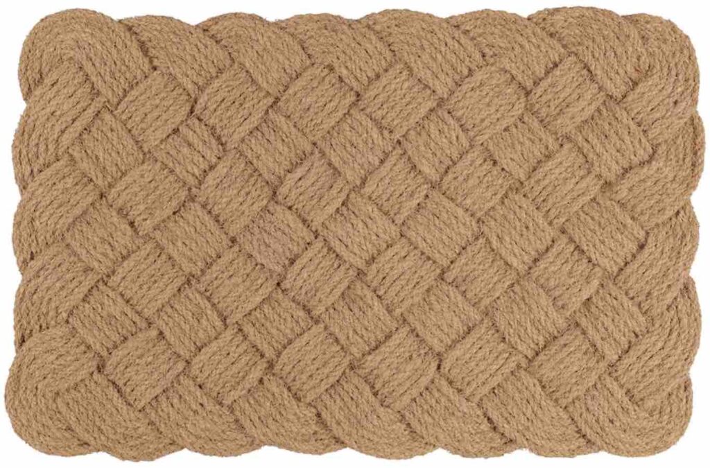 A natural woven door mat.