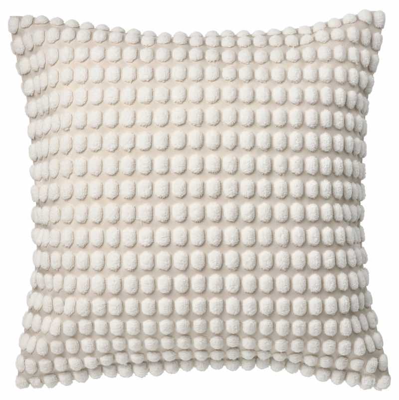 A tan and off-white throw pillow cover.
