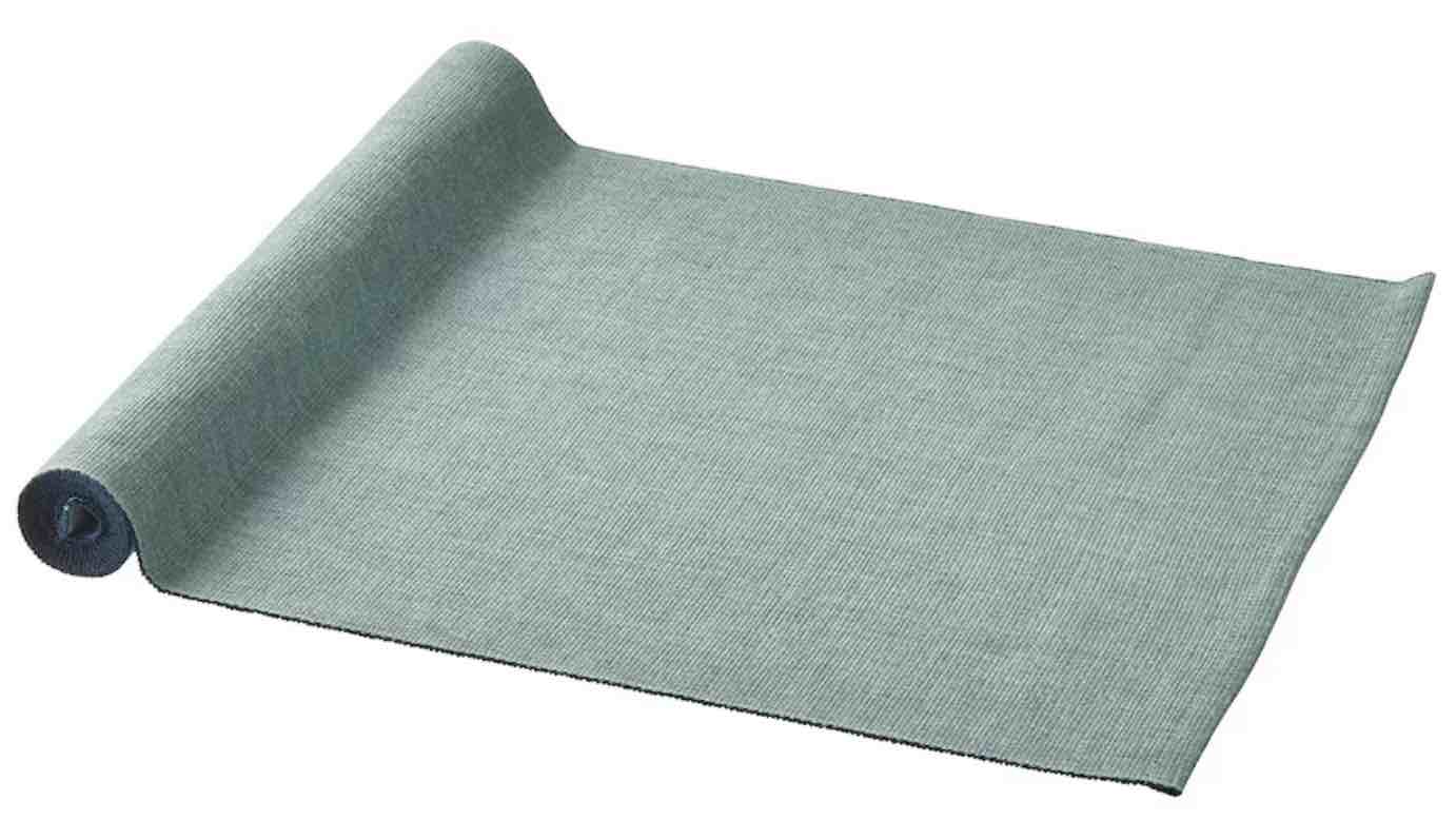 A green-blue table runner.