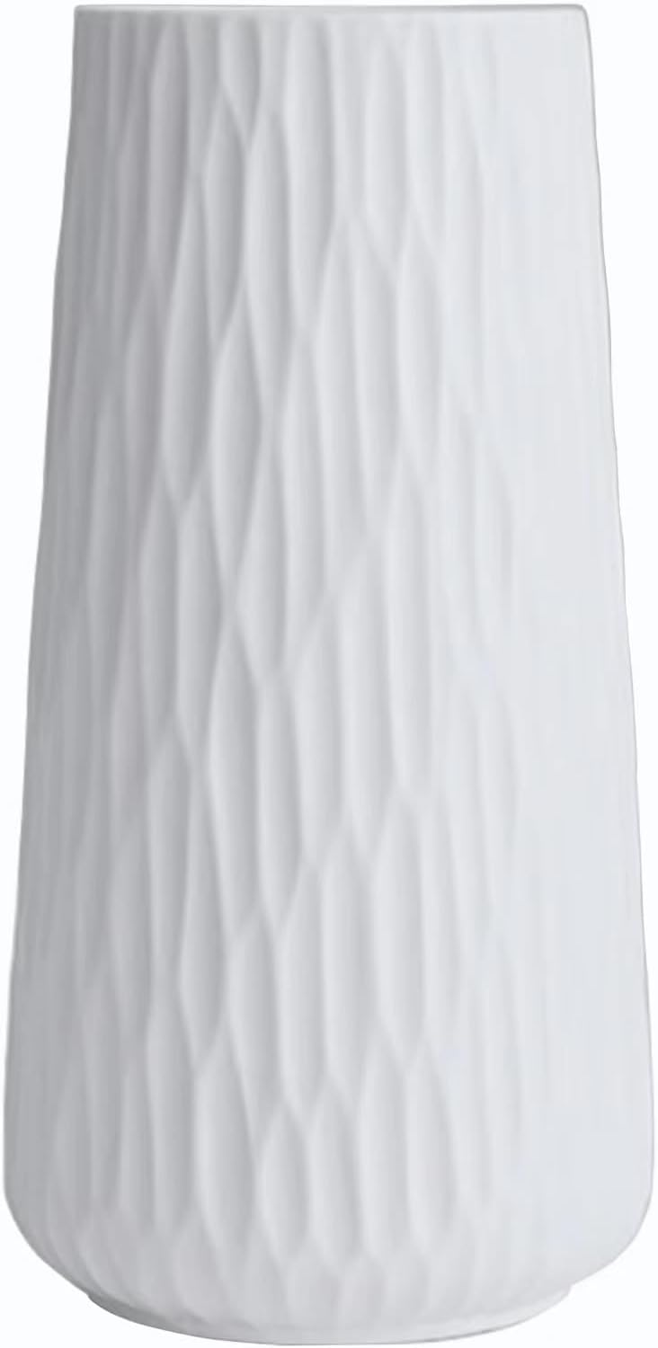 A white vase with an organic texture.