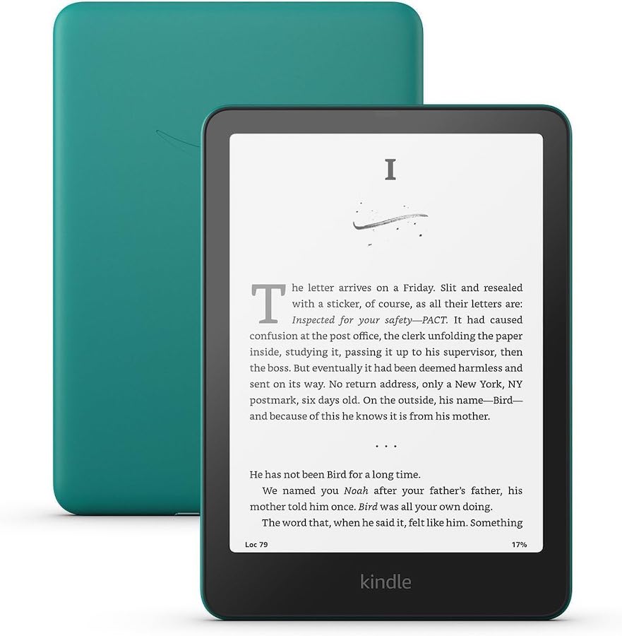 A Kindle Paperwhite signature edition in jade.