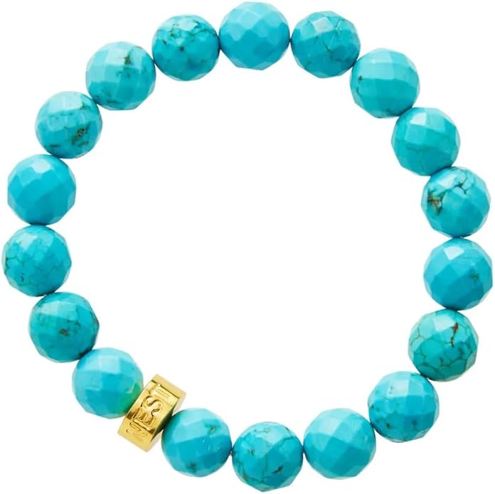 A turquoise beaded stretch bracelet.
