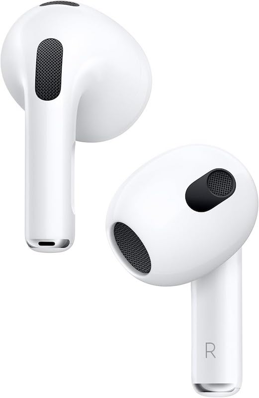 A pair of wireless bluetooth ear bud headphones.