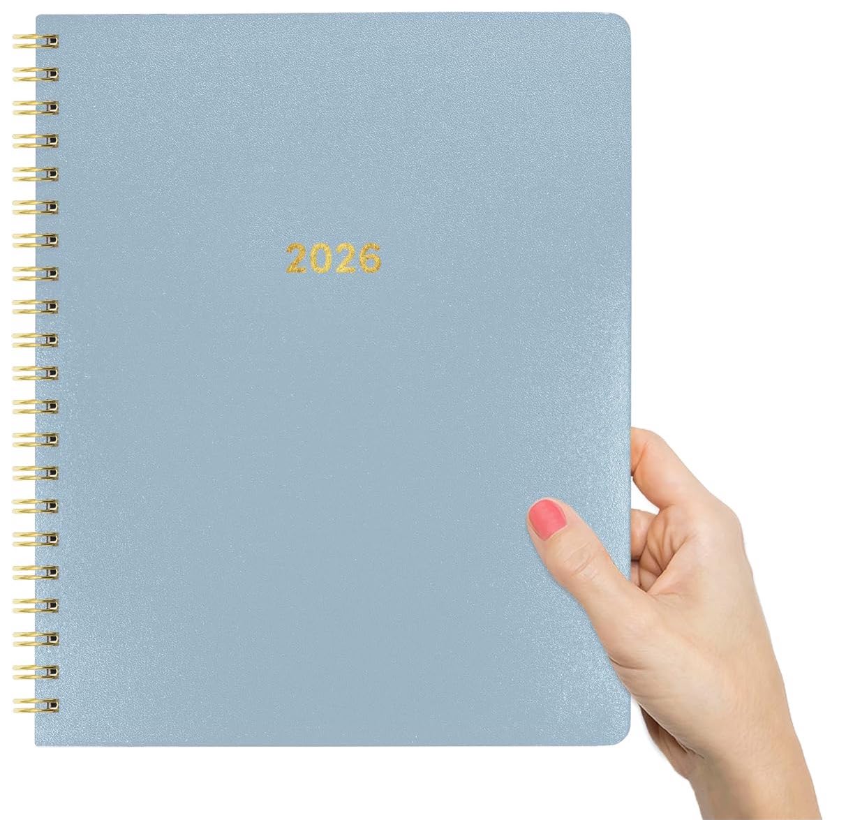 A 2026 planner with a light blue-gray cover.