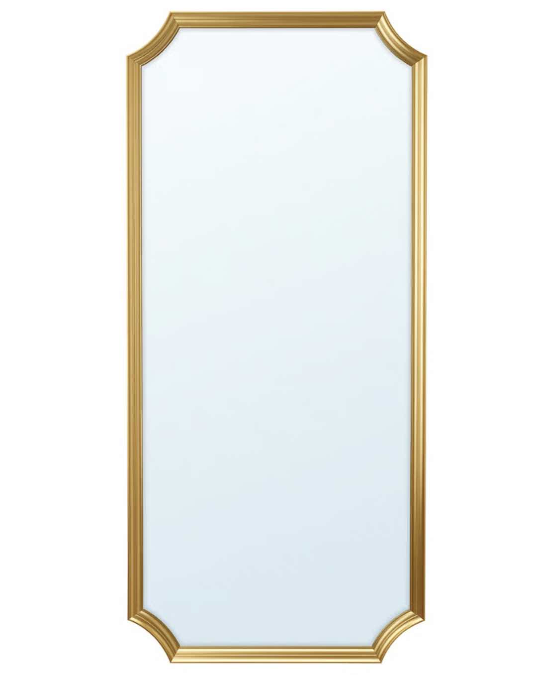 A gold wall mirror.