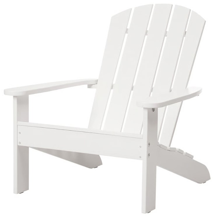 A white Adirondack chair.