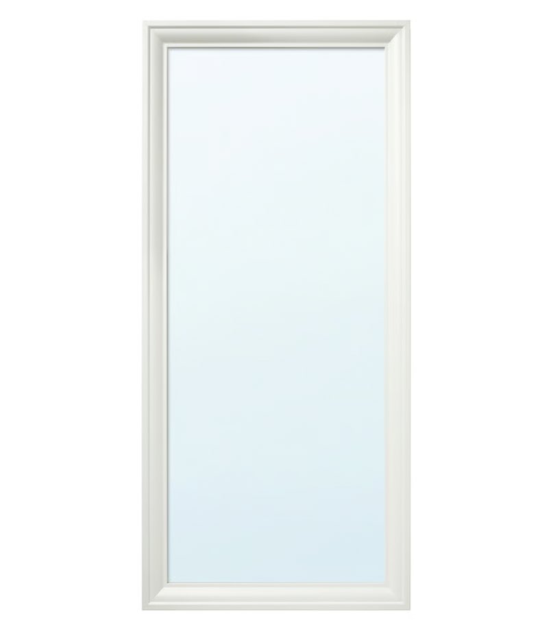 A white wall mirror.